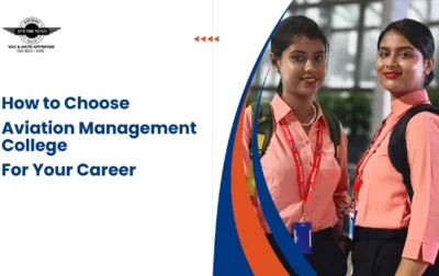 Student standing in front of an airport, representing choosing the right Aviation Management College for a successful career