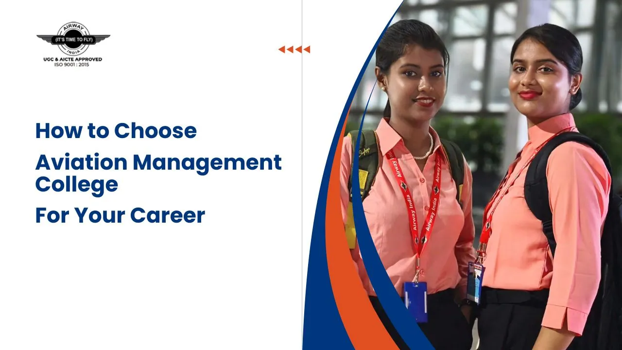 Student standing in front of an airport, representing choosing the right Aviation Management College for a successful career