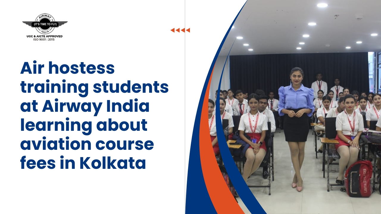 Air hostess training students at Airway India learning about aviation course fees in Kolkata