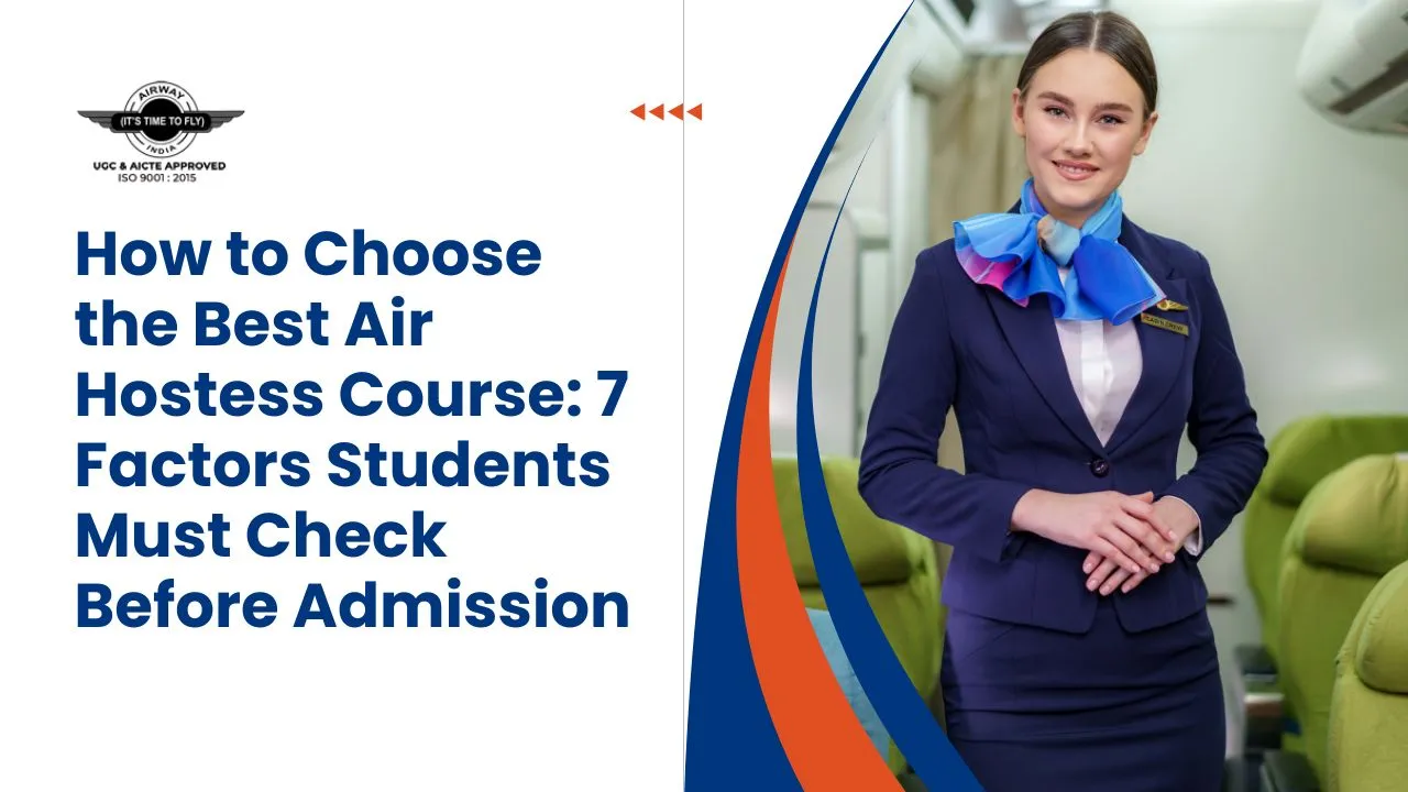 a professional air hostess presenting information about air hostess course