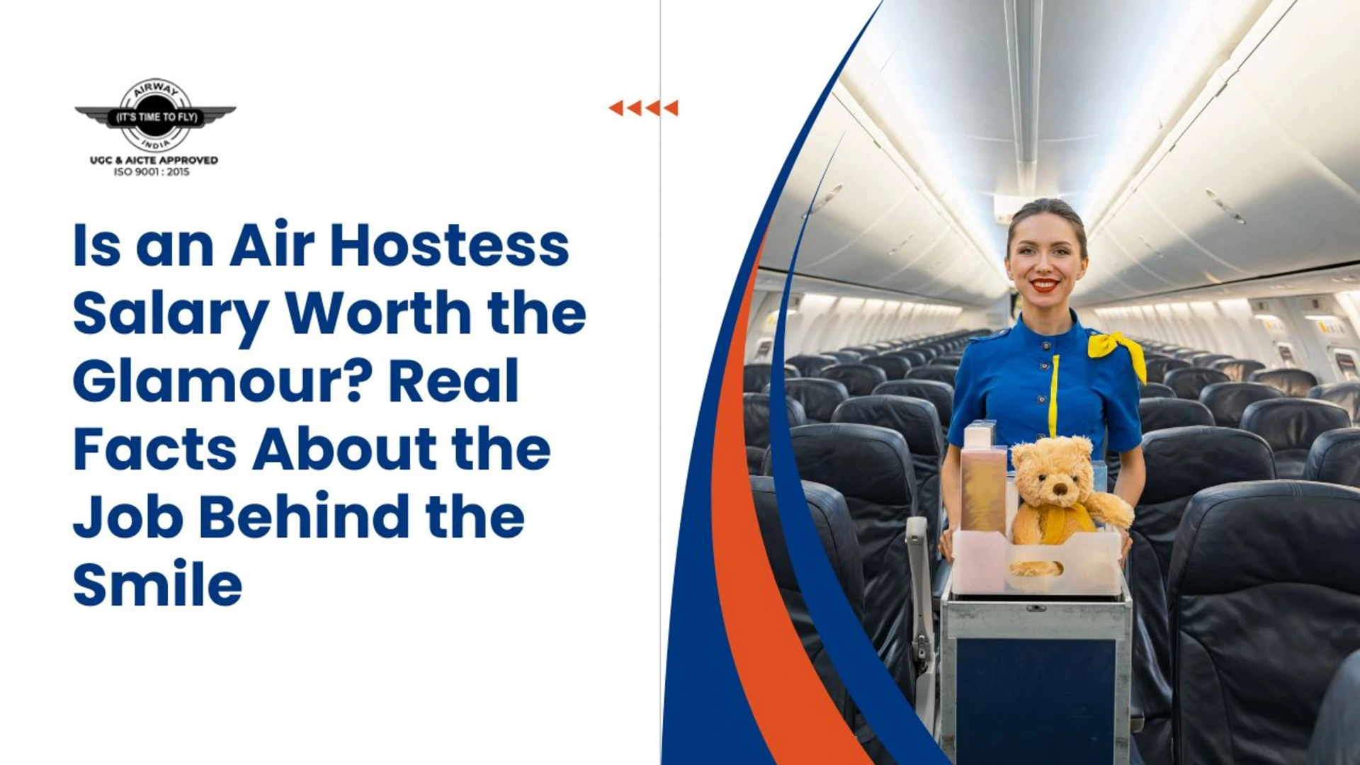 Air hostess smiling confidently inside airplane cabin representing high air hostess salary opportunities