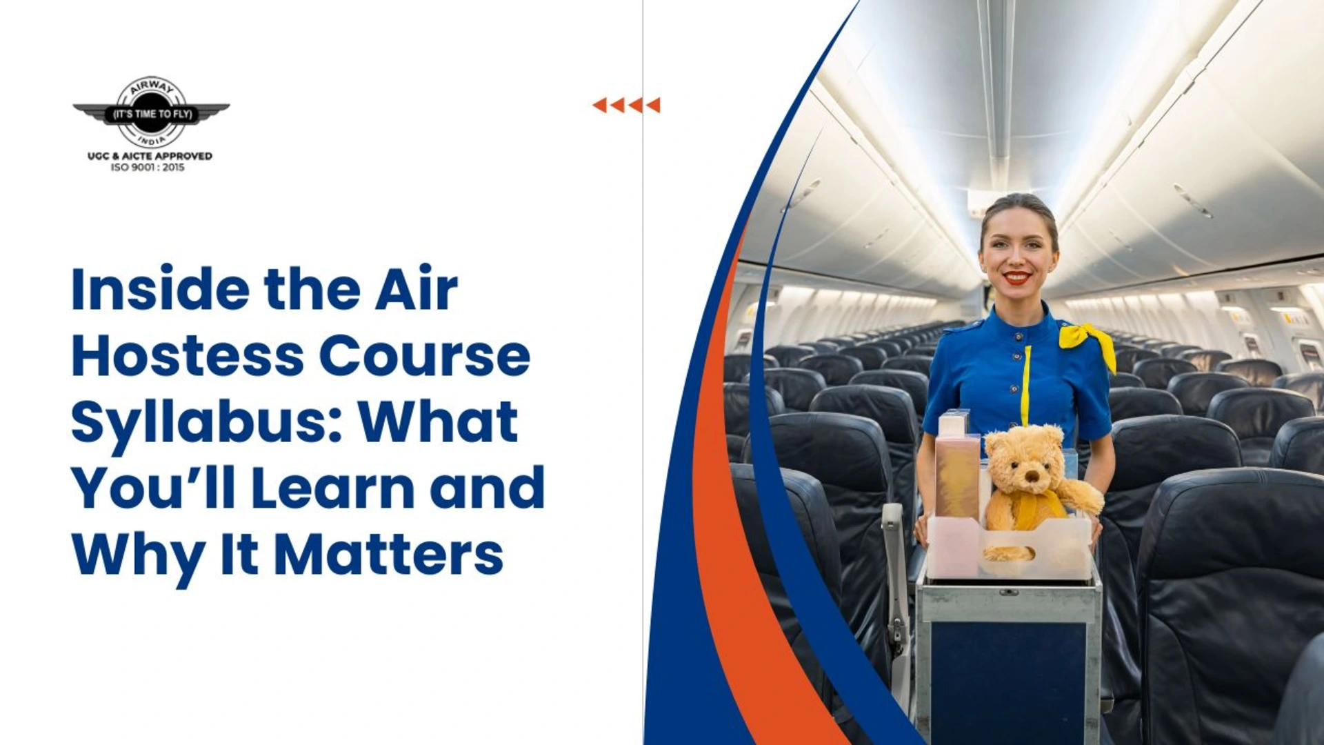 A professional air hostess presenting in-flight safety demo — Airway India air hostess course.
