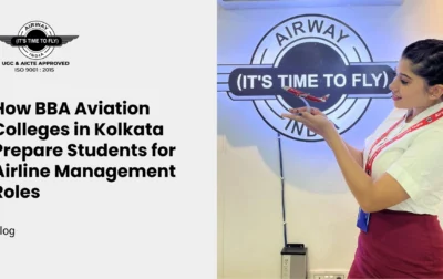 Student standing at the front of a reputed aviation college in Kolkata, representing BBA aviation colleges in Kolkata and aviation management education