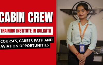 Students attending cabin crew training at a cabin crew training institute in kolkata learning airline safety procedures and passenger service.