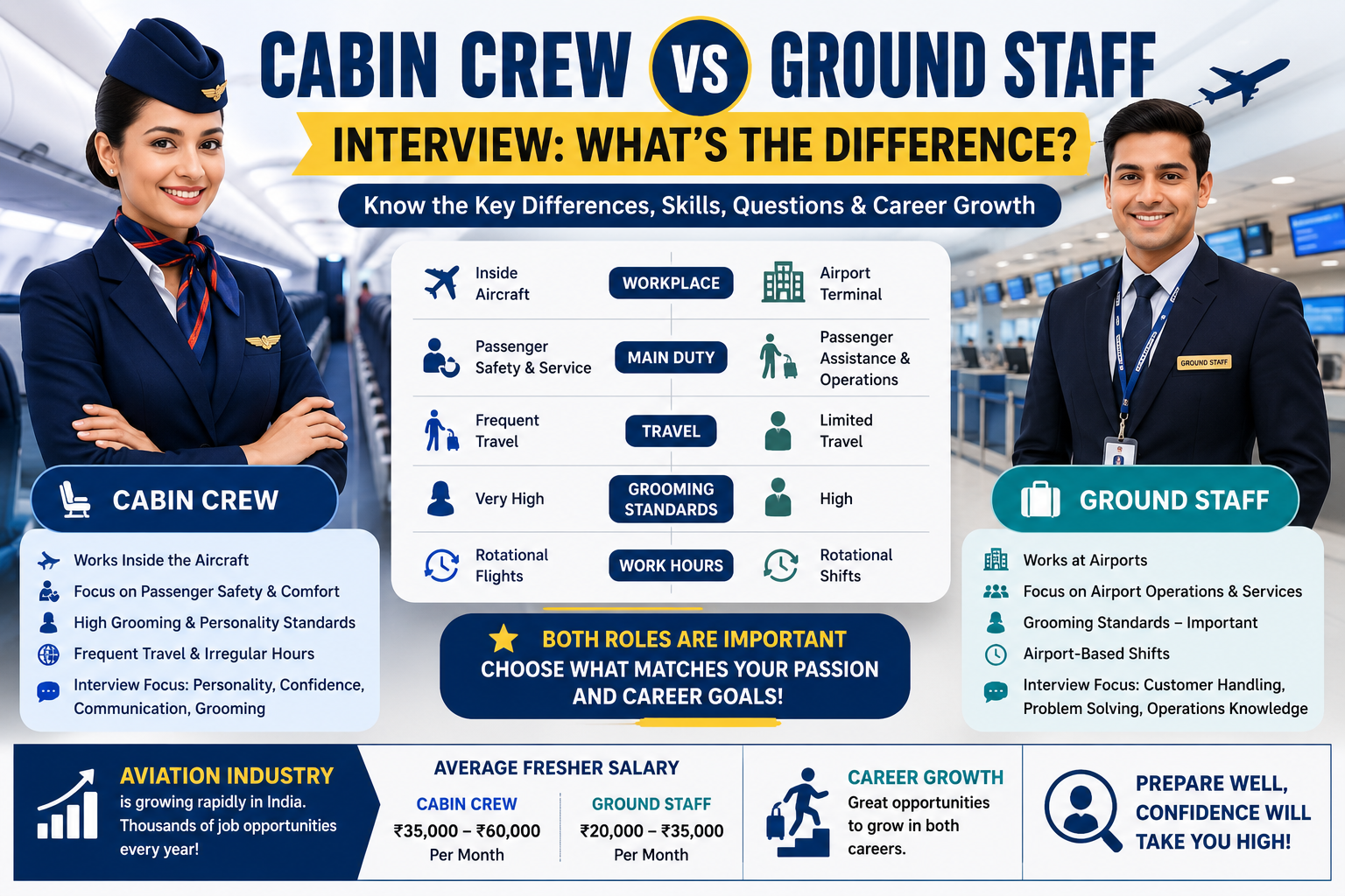 Cabin Crew vs Ground Staff Interview Difference