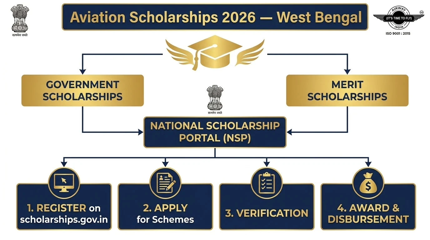 Government and merit scholarship options for aviation students West Bengal 2026 NSP portal