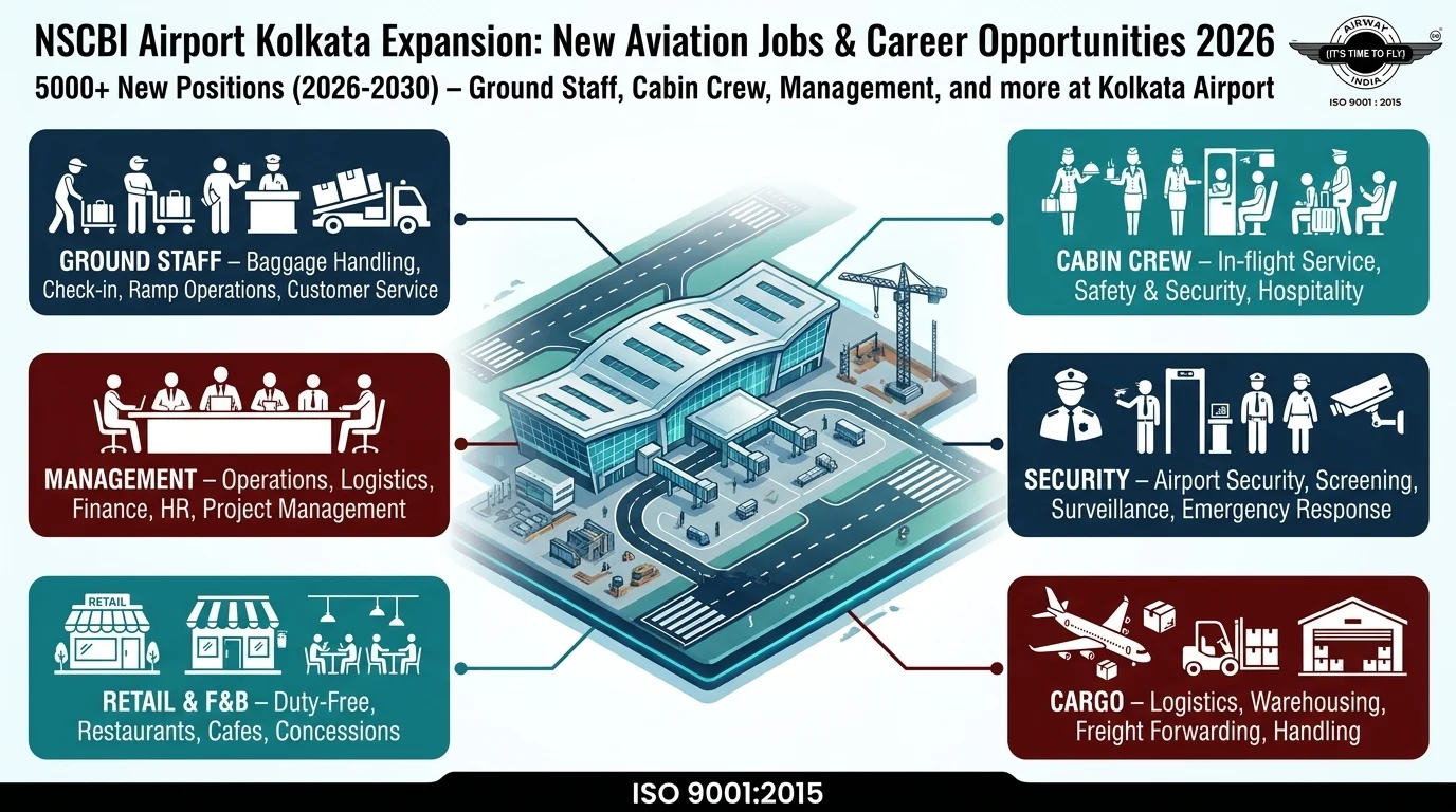 New aviation jobs NSCBI airport Kolkata expansion career opportunities 2026