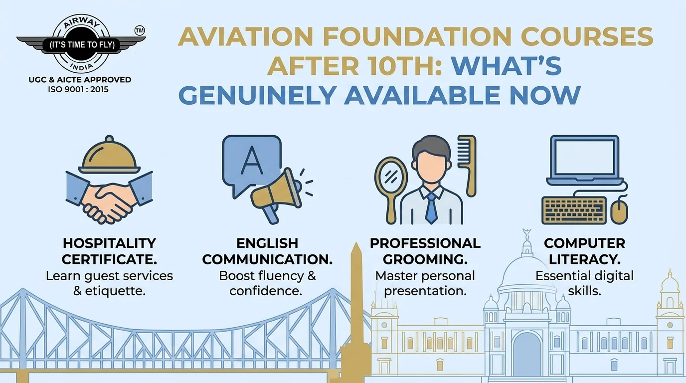 Aviation foundation courses available after 10th hospitality English grooming
