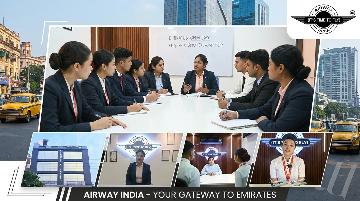 Emirates Open Day English fluency and group exercise preparation at Airway India