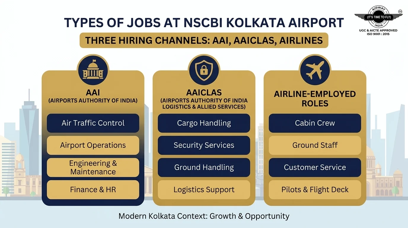 Types of jobs at NSCBI Kolkata airport AAI AAICLAS airlines