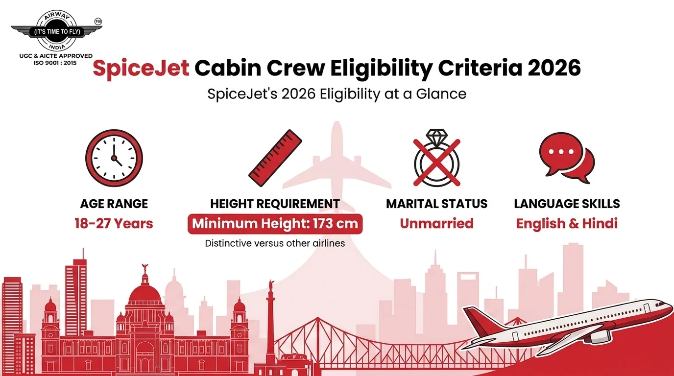 SpiceJet cabin crew eligibility criteria 2026 age height chart
