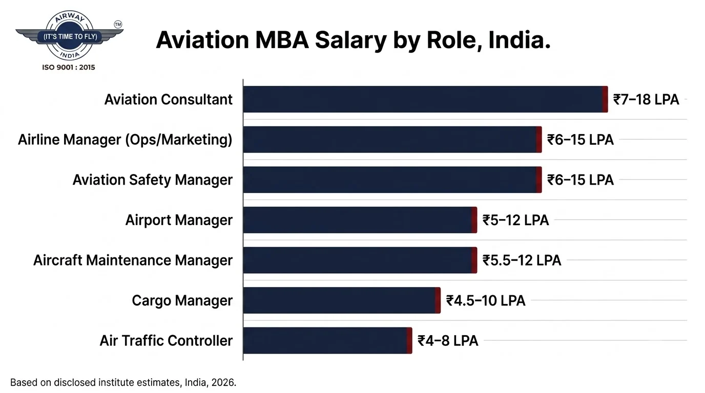 Aviation MBA salary by specialization India role-wise chart